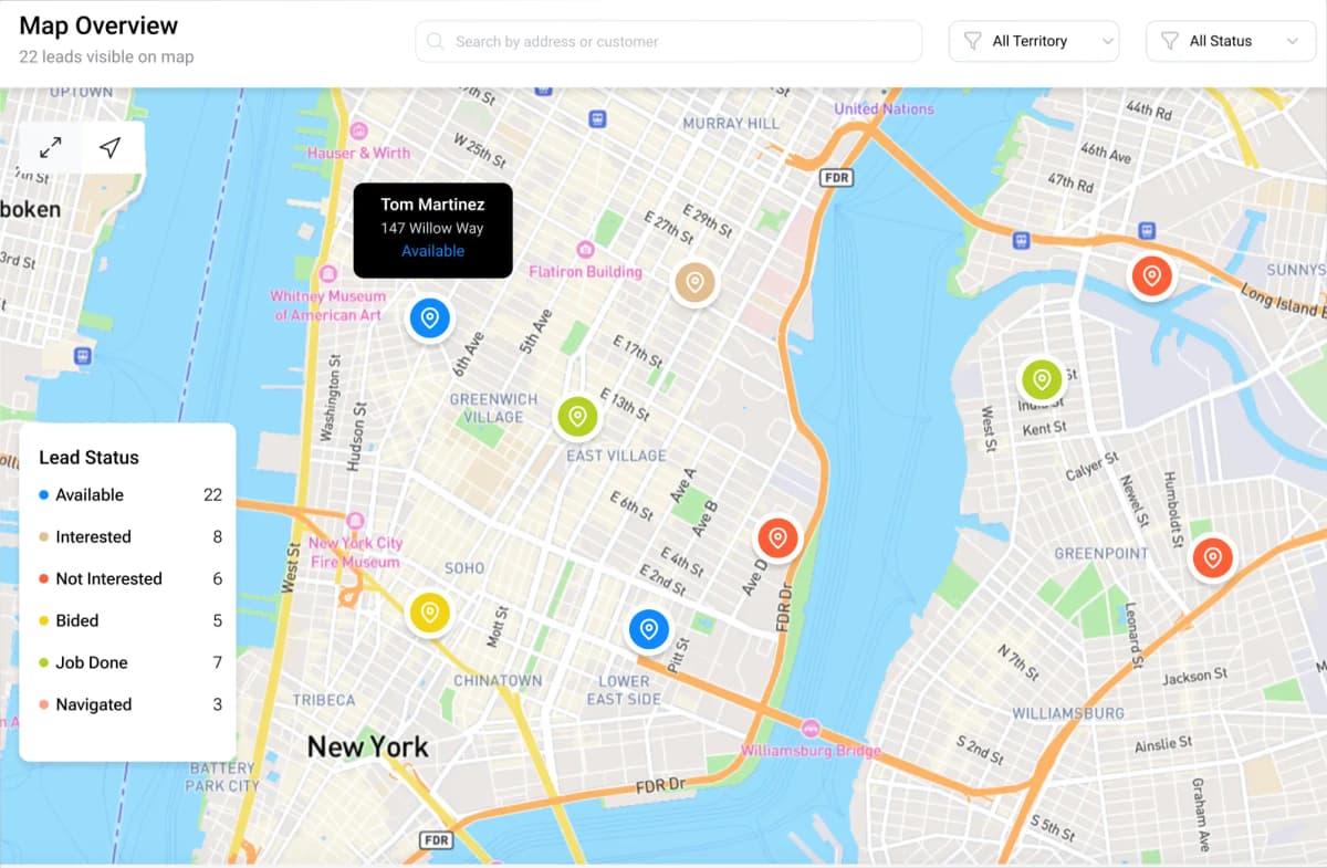 Lead map dashboard